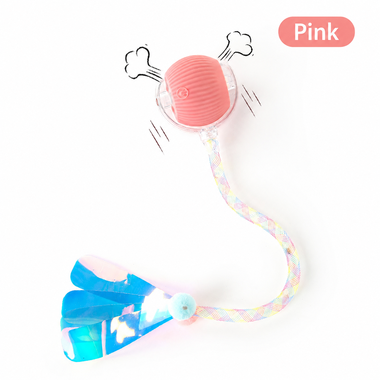 ✨ Interactive LED Cat Teaser Ball Toy – Flashing Light & Iridescent Tail for Endless Play 🐾