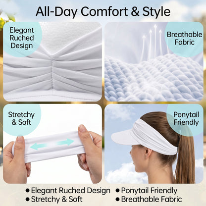 👒 UPF 50+ Sun Visor Ponytail Hat | Wide Brim, Breathable, Foldable