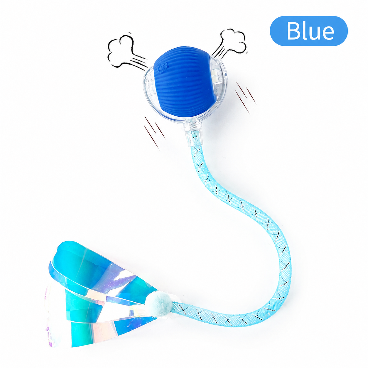 ✨ Interactive LED Cat Teaser Ball Toy – Flashing Light & Iridescent Tail for Endless Play 🐾
