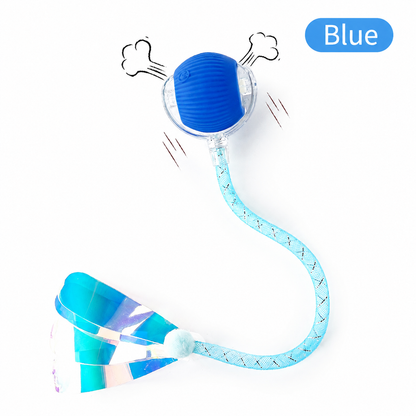 ✨ Interactive LED Cat Teaser Ball Toy – Flashing Light & Iridescent Tail for Endless Play 🐾