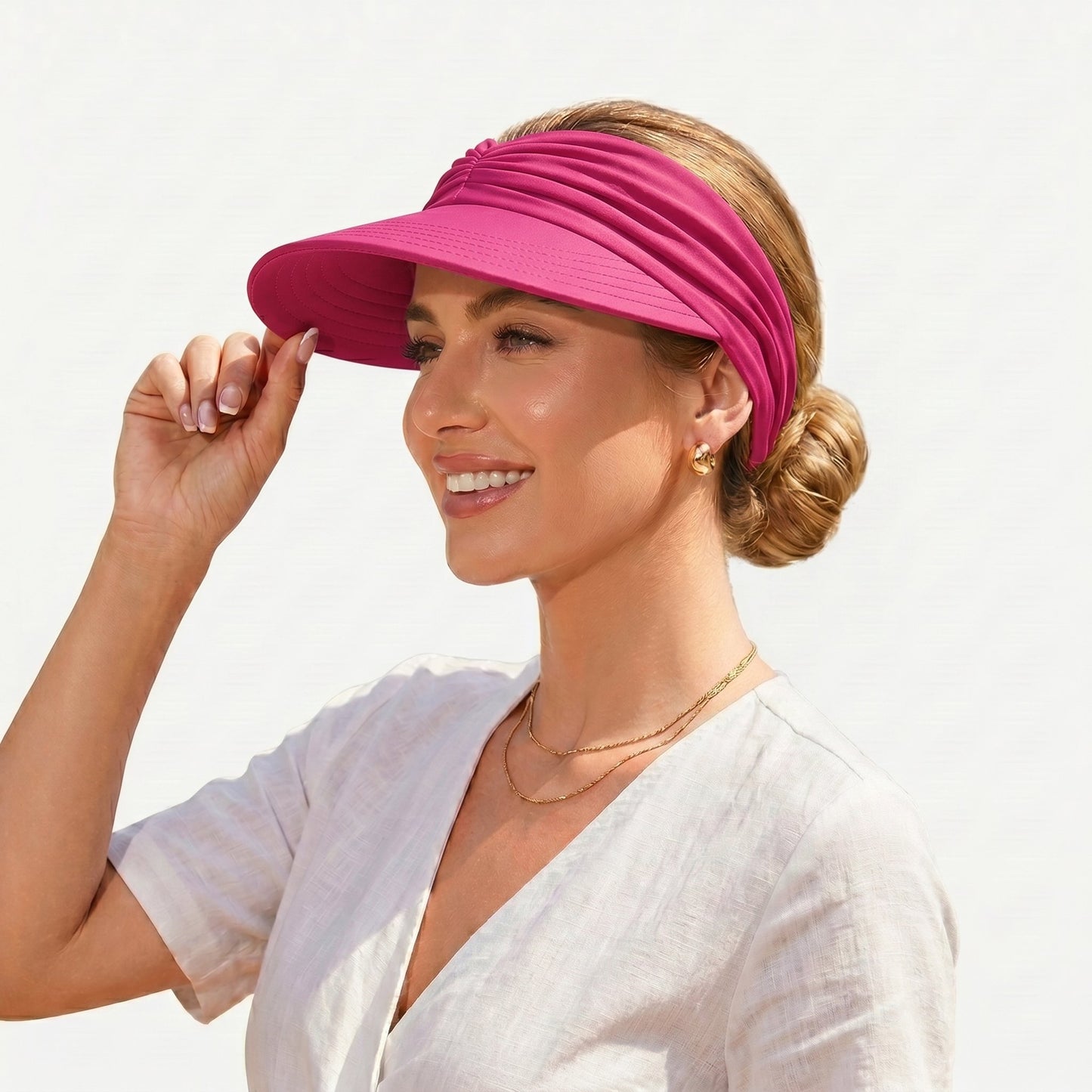 👒 UPF 50+ Sun Visor Ponytail Hat | Wide Brim, Breathable, Foldable
