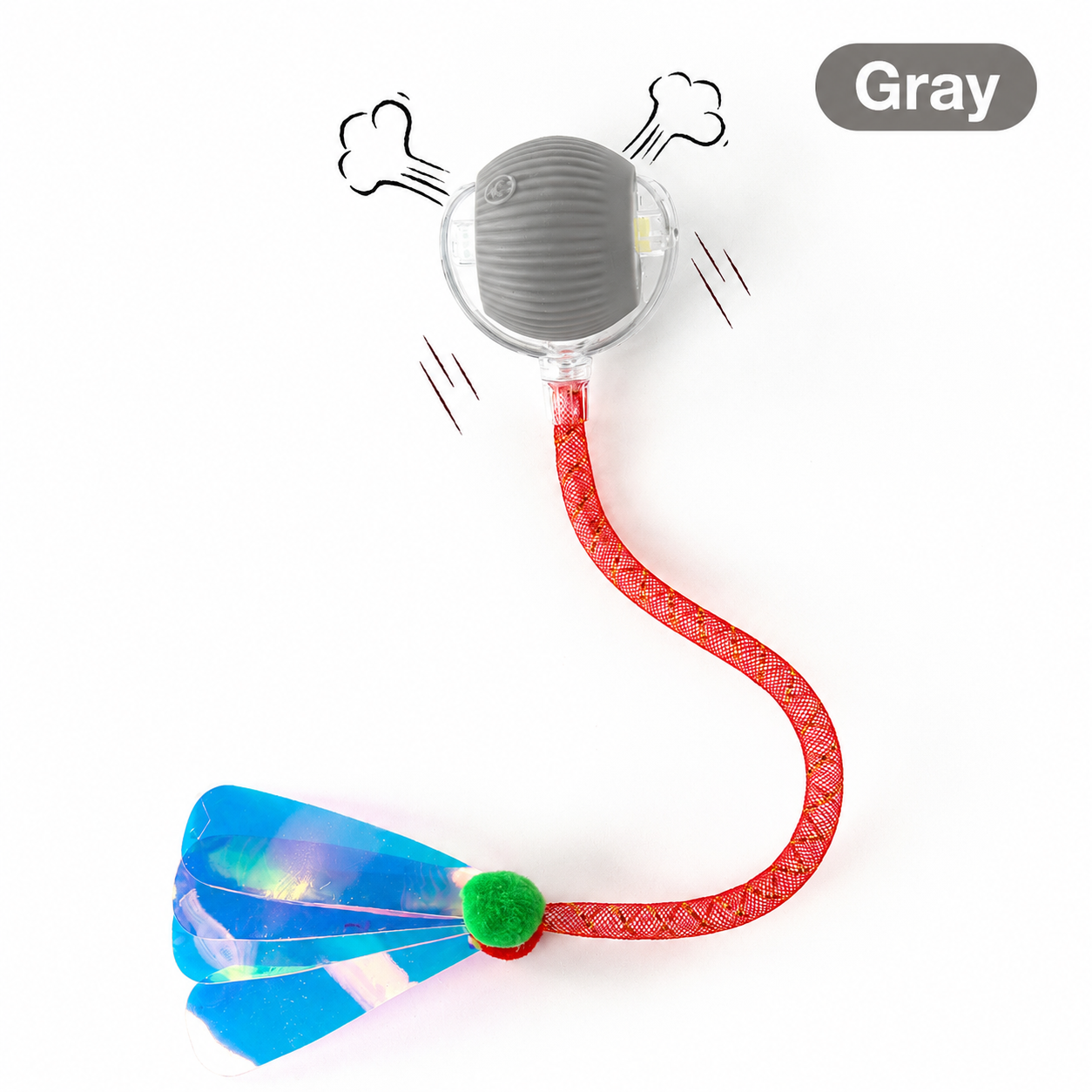 ✨ Interactive LED Cat Teaser Ball Toy – Flashing Light & Iridescent Tail for Endless Play 🐾