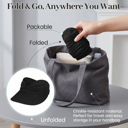 👒 UPF 50+ Sun Visor Ponytail Hat | Wide Brim, Breathable, Foldable